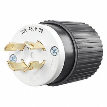 GRAINGER APPROVED Locking Plug Black/Wht 480VAC 5.0 HP 20A, 49YX34