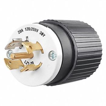 GRAINGER APPROVED Locking Plug Blk/White 120/208VAC 2.0 HP, 49YX36