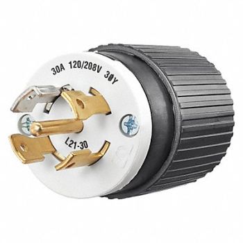 GRAINGER APPROVED Locking Plug Black/Wht 120/208VAC 3.0 HP, 49YX37
