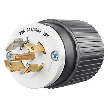 GRAINGER APPROVED Locking Plug Black/White 347/600VAC 20A, 49YX38
