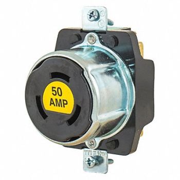 GRAINGER APPROVED Locking Receptacle Blk 600VAC/250VDC, 49YX48