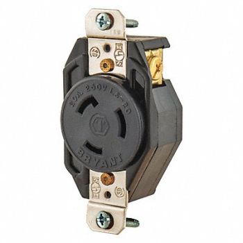 GRAINGER APPROVED Locking Receptacle Black 250VAC 2 HP 20A, 49YX54