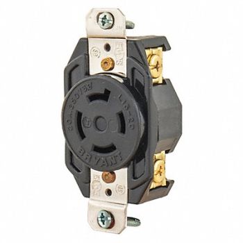 GRAINGER APPROVED Locking Receptacle Black 250VAC 3 HP 20A, 49YX60