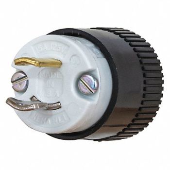 GRAINGER APPROVED Midget Locking Plug 125VAC Nylon 2 Poles, 49YX69