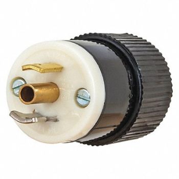 GRAINGER APPROVED Locking Plug 125VAC Nylon Black/White, 49YX75