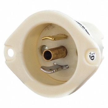 GRAINGER APPROVED Locking Flanged Inlet 125VAC Nylon, 49YX76