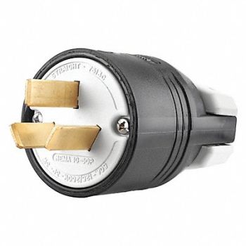 GRAINGER APPROVED Straight Blade Plug Gray 125/250VAC, 49YY32