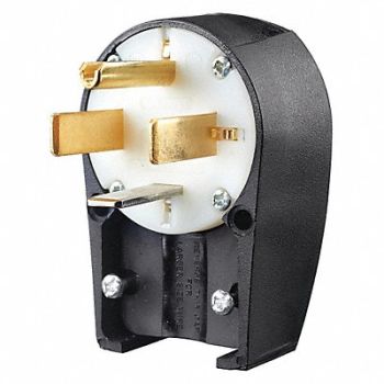 GRAINGER APPROVED Angle Straight Blade Plug Blk/White, 49YY43