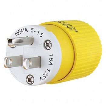 GRAINGER APPROVED Straight Blade Plug Yellow/White 0.5 HP, 49YY50