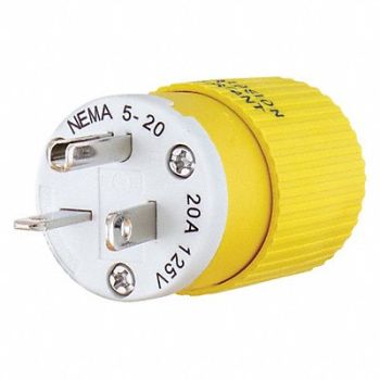 GRAINGER APPROVED Straight Blade Plug Yellow/White 1.0 HP, 49YY52
