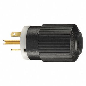 GRAINGER APPROVED Straight Blade Plug Black/Wht 250VAC, 49YY53