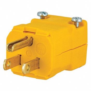 GRAINGER APPROVED Straight Blade Plug Yellow 0.5 HP 125VAC, 49YY55
