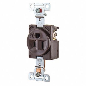 GRAINGER APPROVED Receptacle Brwn 15A Nylon 0.5 HP 2 Poles, 49YY59