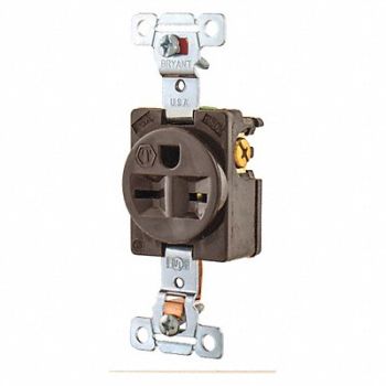 GRAINGER APPROVED Receptacle Brwn 15A Nylon 1.5 HP 2 Poles, 49YY61
