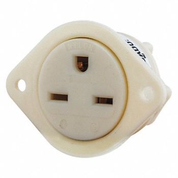 GRAINGER APPROVED Flanged Receptacle Wht 15A Nylon 1.5 HP, 49YY62