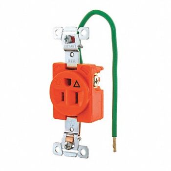 GRAINGER APPROVED Receptacle Orng 15A Nylon 0.5 HP 3 Wires, 49YY68