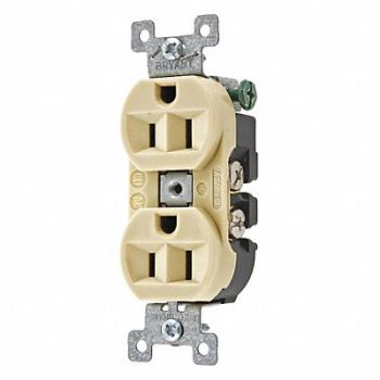 GRAINGER APPROVED Receptacle Ivory 15A Nylon 0.5HP 2 Poles, 49YY70