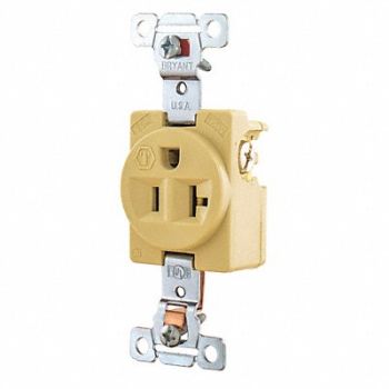 GRAINGER APPROVED Receptacle Ivory Nylon 1.0 HP 2 Poles, 49YY71