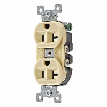 GRAINGER APPROVED Receptacle Ivory Nylon 1.0 HP 3 Wires, 49YY73
