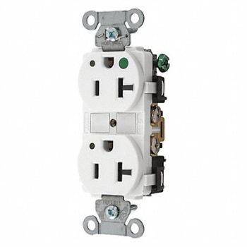 GRAINGER APPROVED Receptacle Wht 20A Nylon 1.0 HP 2 Poles, 49YY85