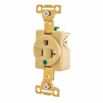 GRAINGER APPROVED Receptacle Ivory 20A Nylon 1.0 HP, 49YY86