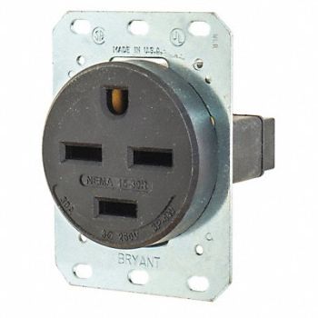 GRAINGER APPROVED Receptacle Black 30A 3.0 HP 3 Poles, 49YY88
