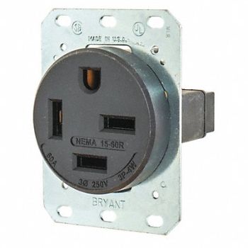 GRAINGER APPROVED Receptacle Black 60A 10.0 HP 3 Poles, 49YY90