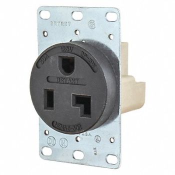 GRAINGER APPROVED Receptacle Black 30A 2.0 HP 3 Wires, 49YY94