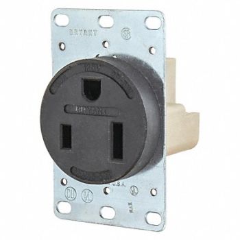 GRAINGER APPROVED Receptacle Black 50A 2.0 HP 2 Poles, 49YY95