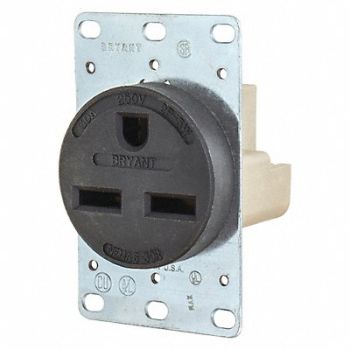 GRAINGER APPROVED Receptacle Black 30A 2.0 HP 2 Poles, 49YY96