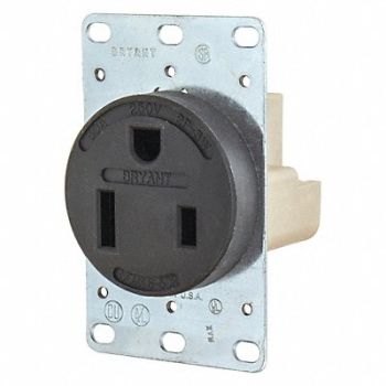 GRAINGER APPROVED Receptacle Black 50A 3.0 HP 2 Poles, 49YY97