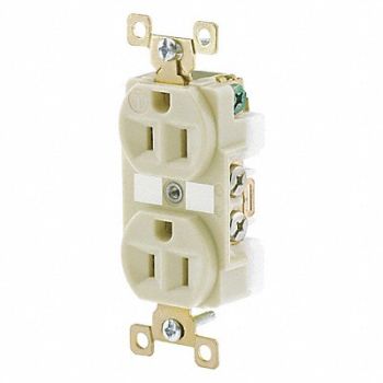 GRAINGER APPROVED Receptacle Ivory Nylon 0.5 HP 2 Poles, 49YZ02