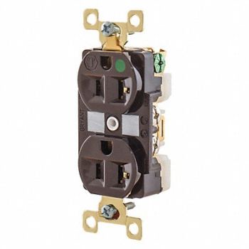 GRAINGER APPROVED Receptacle Brwn 20A Nylon 1.0 HP 2 Poles, 49YZ09