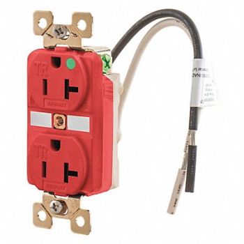GRAINGER APPROVED Receptacle Red 20A Nylon 2 Poles, 49YZ12