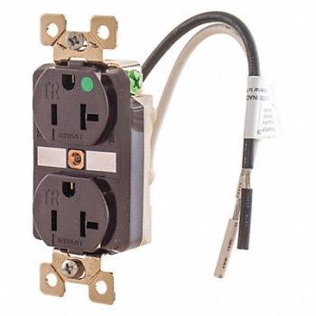 GRAINGER APPROVED Receptacle Brwn 20A Nylon 2 Poles, 49YZ13