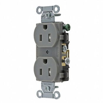 GRAINGER APPROVED Receptacle Gray 15A Nylon 0.5 HP 2 Poles, 49YZ14