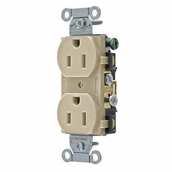 GRAINGER APPROVED Receptacle Ivory 15A Nylon 2 Poles, 49YZ15