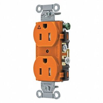 GRAINGER APPROVED Receptacle Orng 15A Nylon 0.5 HP 2 Poles, 49YZ19