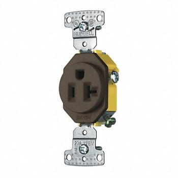 GRAINGER APPROVED Receptacle Brown 125VAC Mounting Flush, 49YZ30