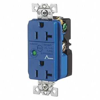 GRAINGER APPROVED Receptacle Blue 20A Nylon 1.0 HP 125VAC, 49YZ34