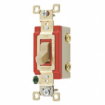 GRAINGER APPROVED Wall Switch Ivory 20A 1-Pole Switch, 49YZ60
