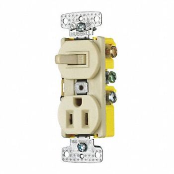 GRAINGER APPROVED Combo Device Ivory 1P Switch and Recpt, 49YZ80