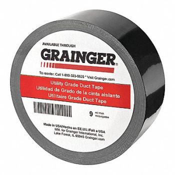 GRAINGER APPROVED Duct Tape Black 3 3/4inx33 1/4 yd PK6, 49Z332