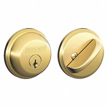 SCHLAGE Deadbolt Bright Brass Alike Keying, 49Z977