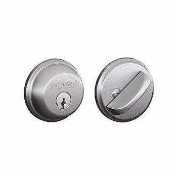 SCHLAGE Deadbolt Satin Chrome Alike Keying, 49Z990