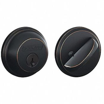 SCHLAGE Deadbolt Aged Bronze Single Cylinder, 49Z992