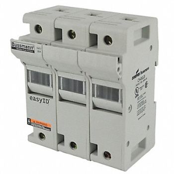 BUSSMANN Fuse Block 0 to 30A Class J 3 Pole, 49ZU17