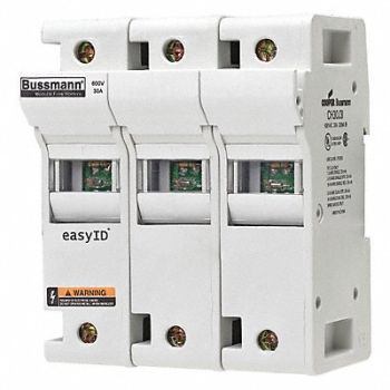 BUSSMANN Fuse Block 0 to 30A Class J 3 Pole, 49ZU18