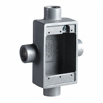 HUBBELL KILLARK Device Box 3/4 Hub Shallow 4 Inlets, 49ZY26