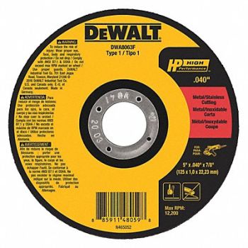 DEWALT Cut-Off Wheel Ceramic 5 dia., 49ZZ81